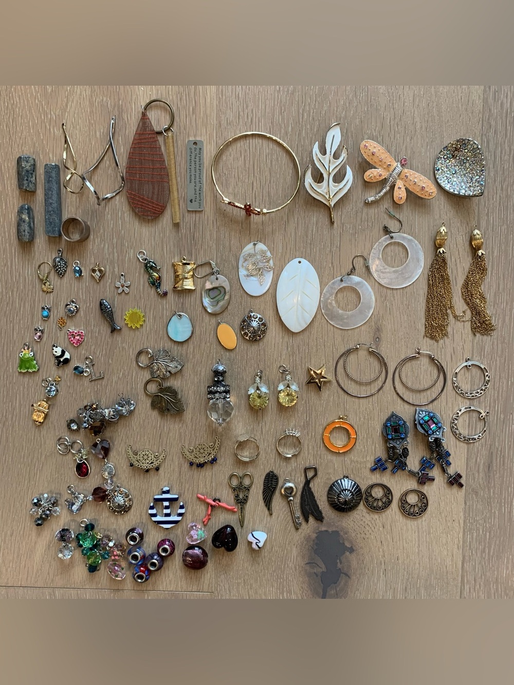 Mixed jewelry lot pendants bracelet earrings brooches beads for projects crafts